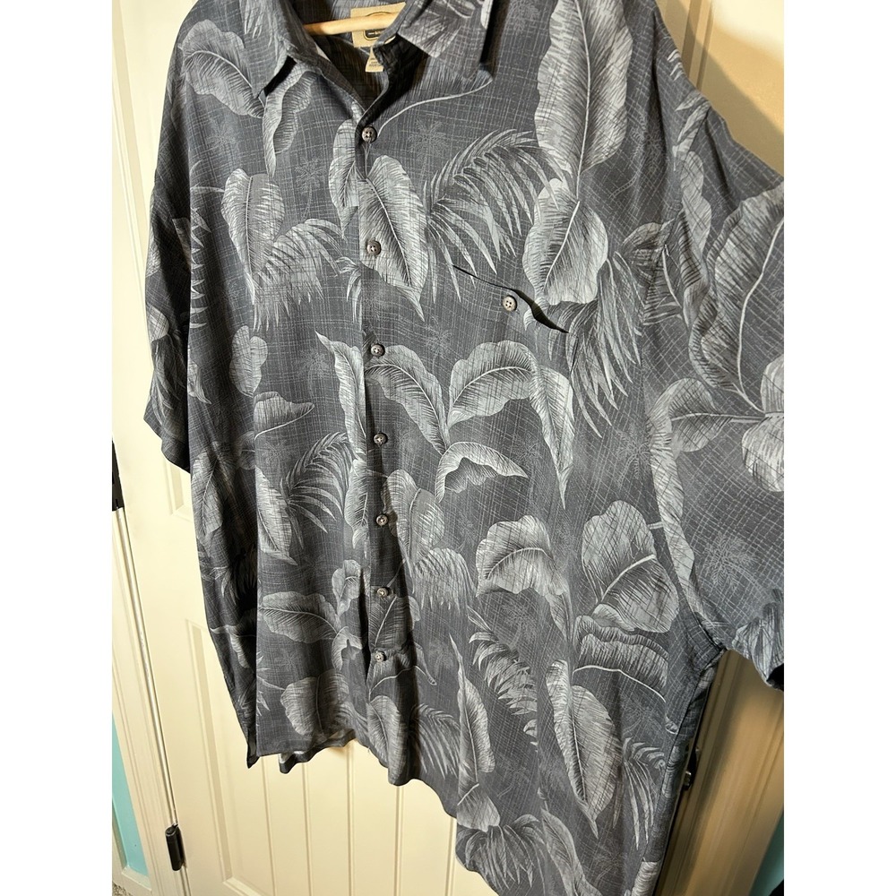Foundry Men's Hawaiian Shirt 3XL Gray Rayon Resort Costal Vacation Button Down - Picture 3 of 8